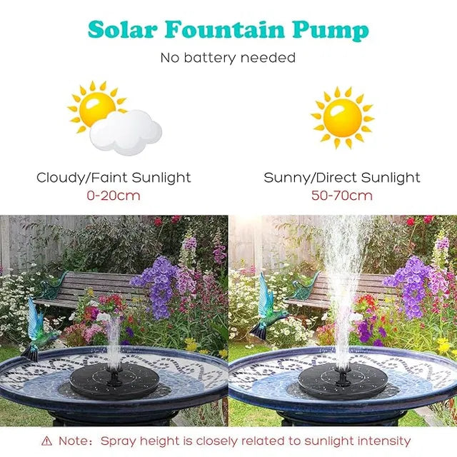 Solar Bird Bath Fountain Pump With 4 Nozzle, Free Standing Floating Solar Powered